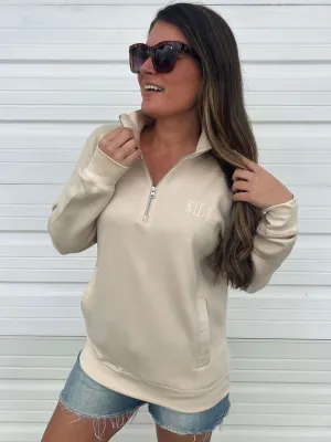 Custom Tonal Monogram Quarter Zip Pullover by Prep Obsessed (Ships in 3 Weeks)