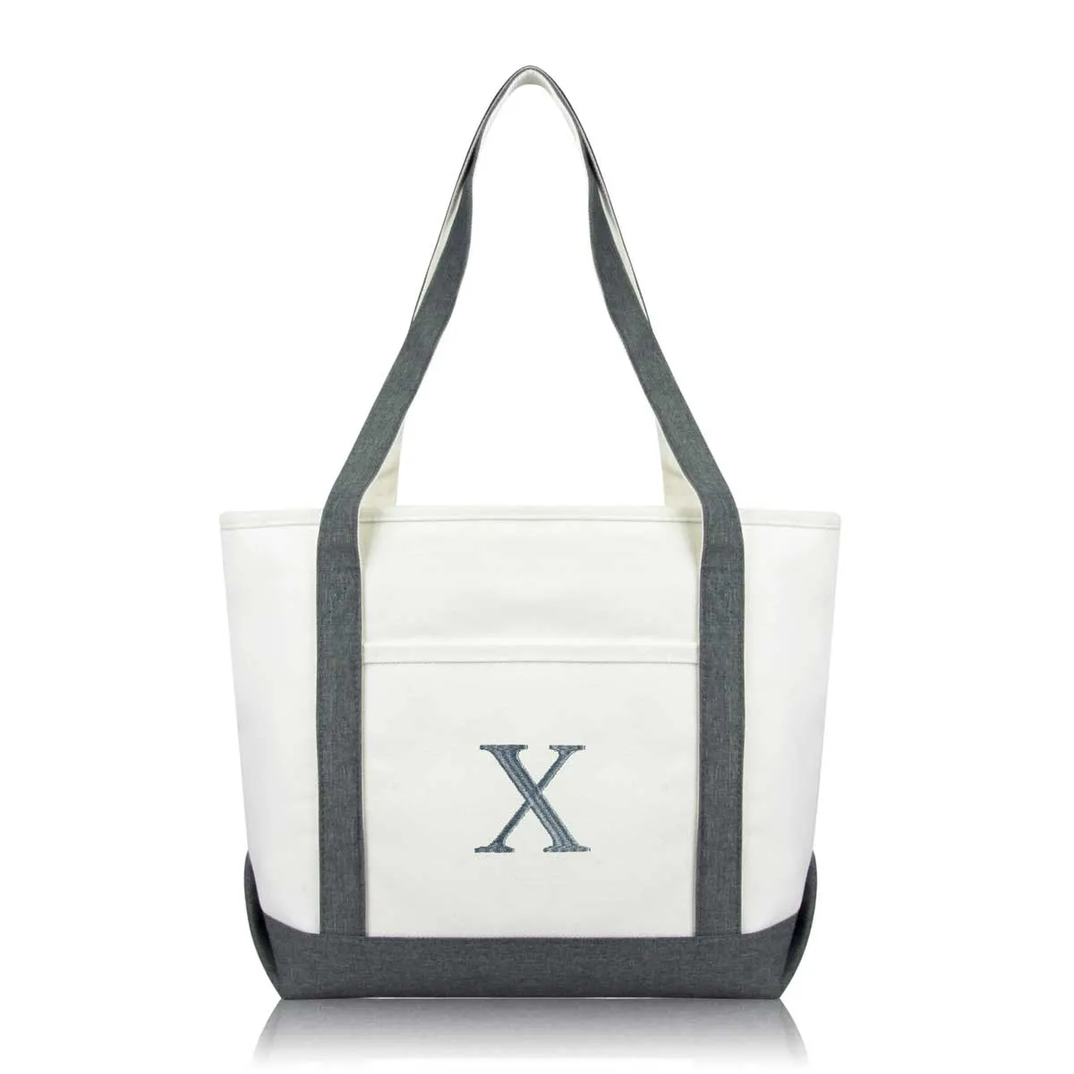 Dalix Medium Personalized Tote Bag Monogrammed Initial Letter - X