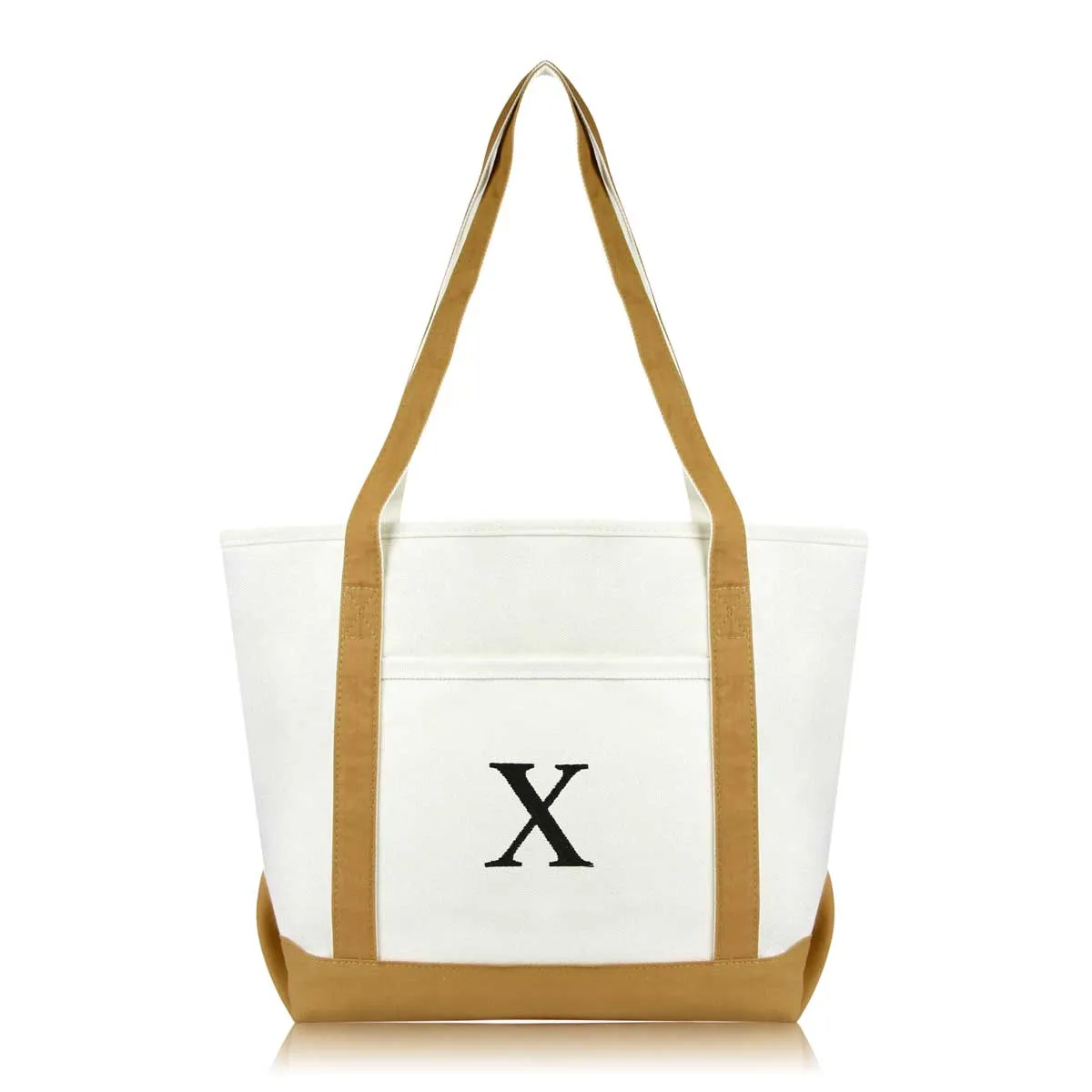 Dalix Medium Personalized Tote Bag Monogrammed Initial Letter - X