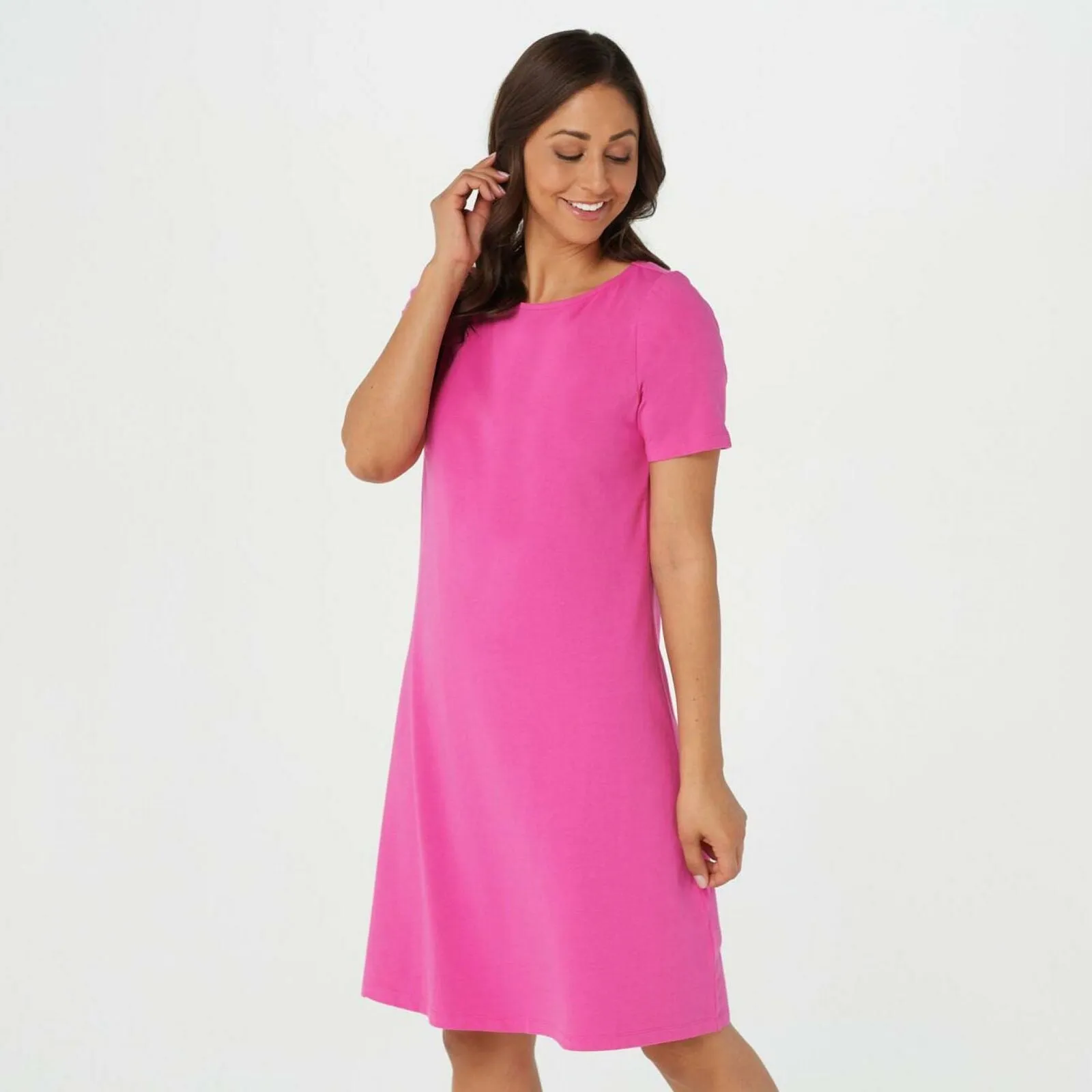 Denim & Co. Essentials Women's Jersey Bateau Neck Dress Deep Pink XL