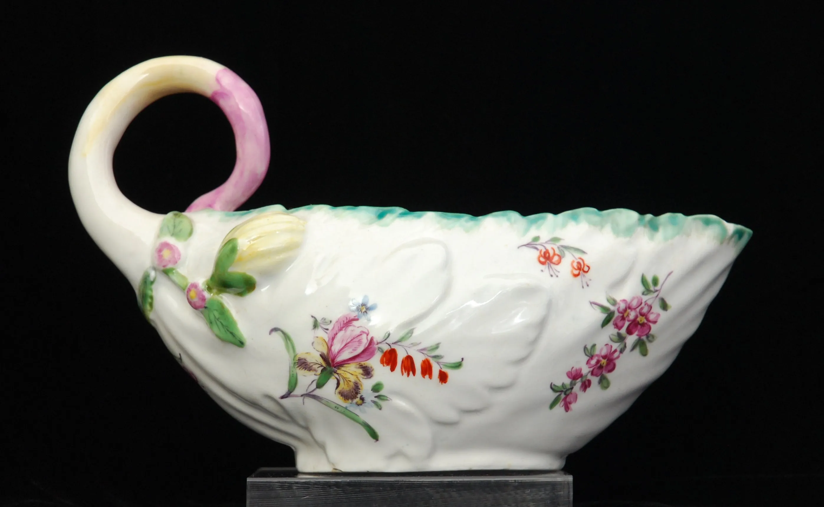 Derby leaf-moulded sauceboat