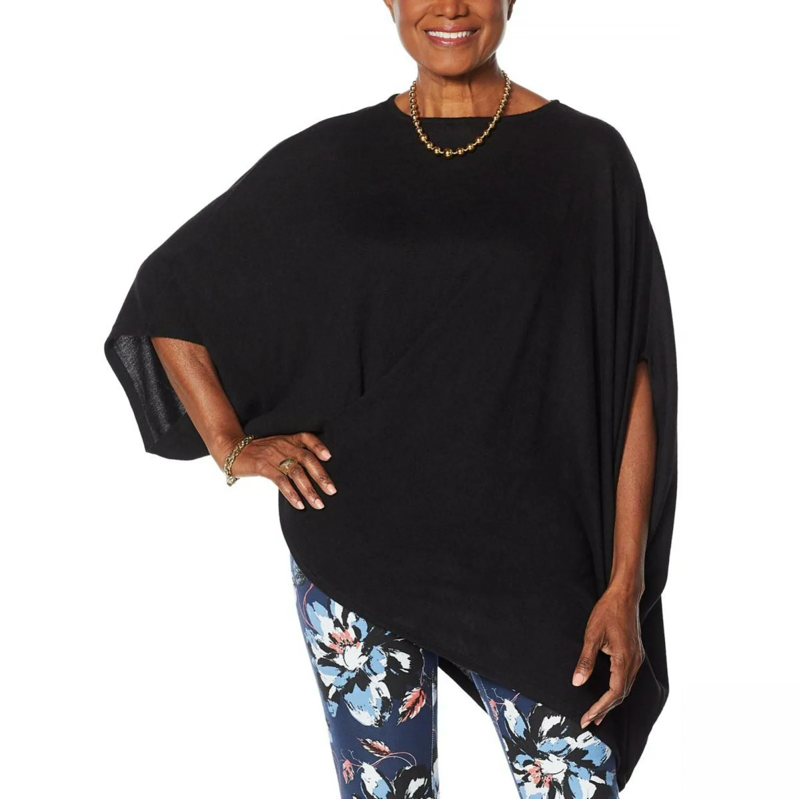 DG2 by Diane Gilman Women's Asymmetric Twist Front Poncho Top