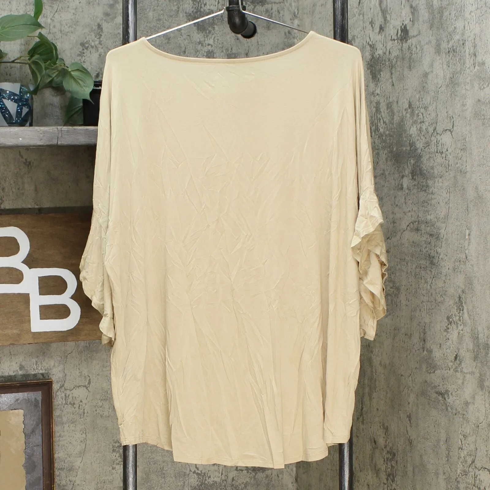 DG2 by Diane Gilman Women's Plus Size Ruffle Sleeve Dolman Top
