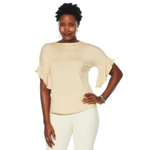 DG2 by Diane Gilman Women's Plus Size Ruffle Sleeve Dolman Top