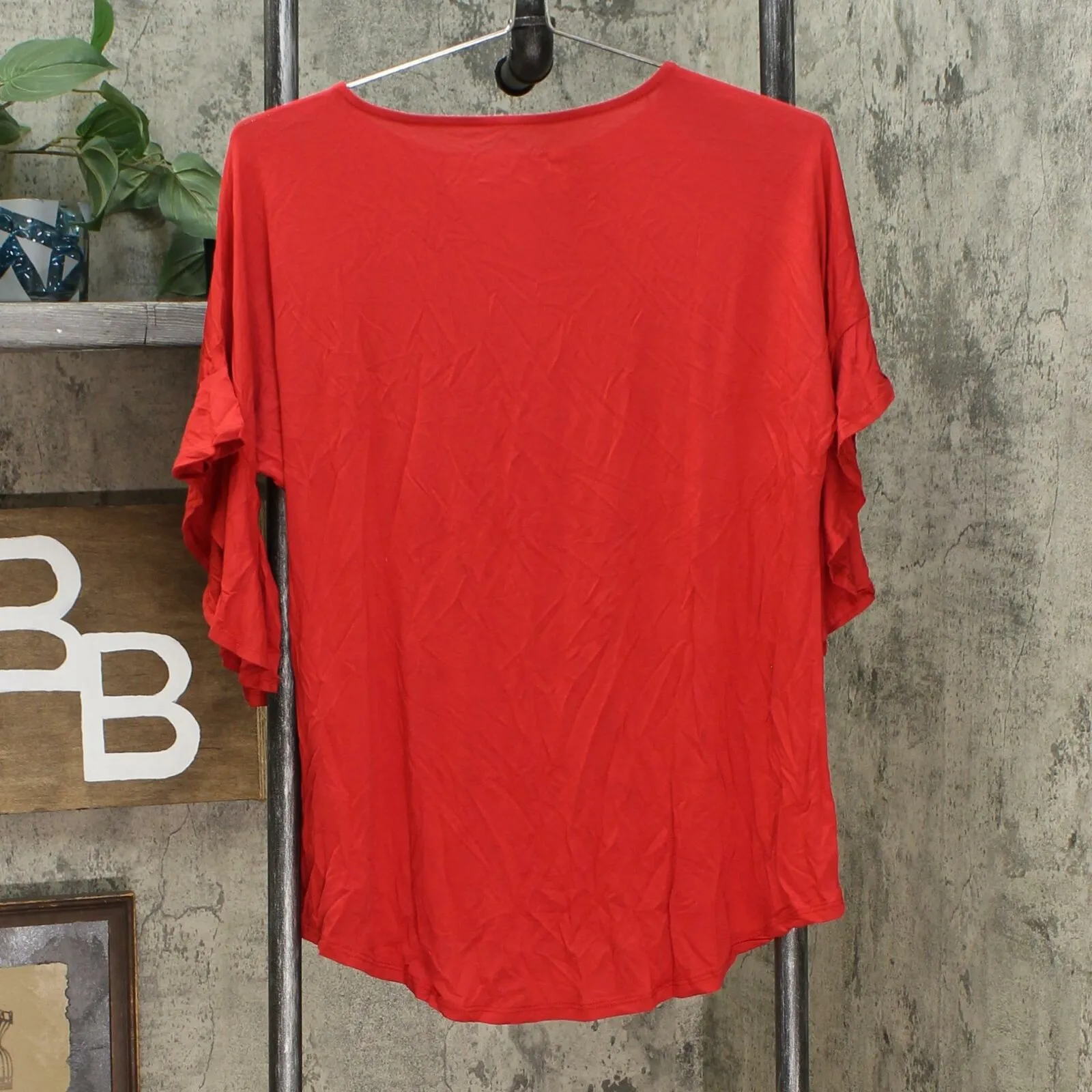 DG2 by Diane Gilman Women's Ruffle Sleeve Dolman Knit Top