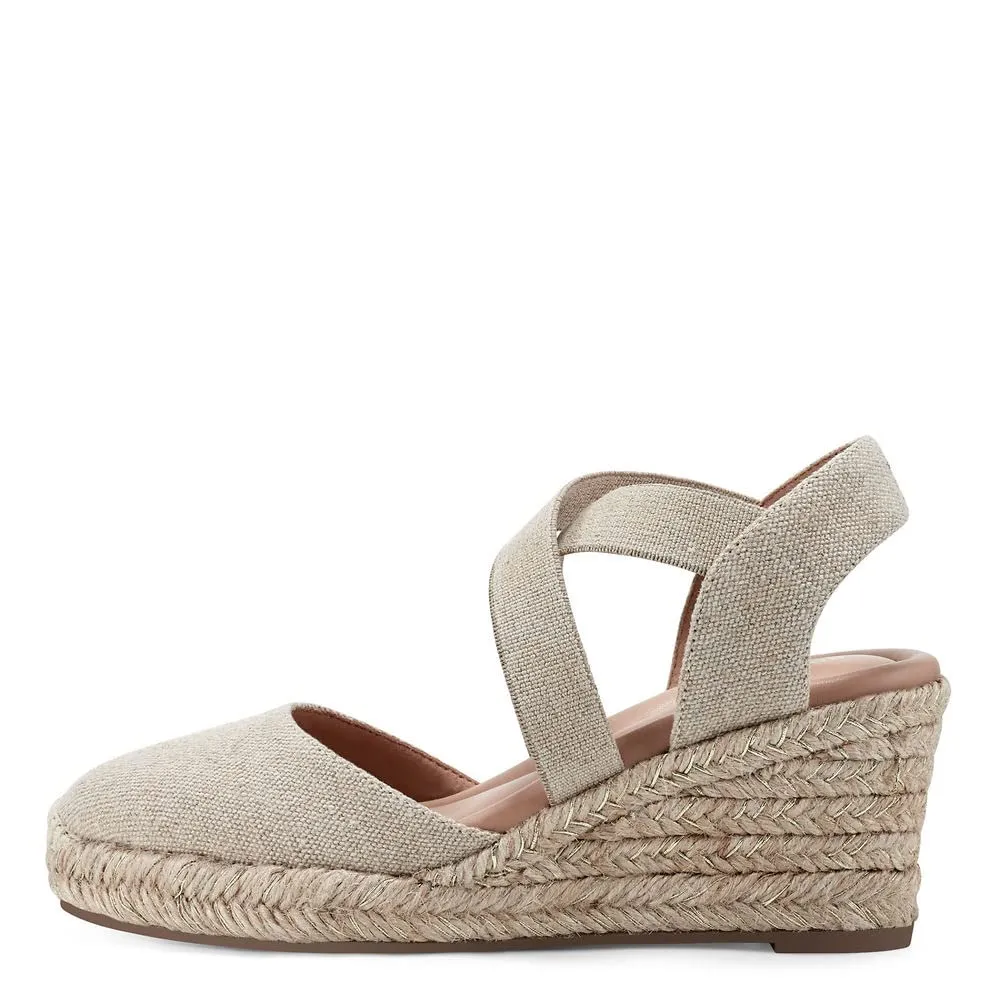 Easy Spirit Women's Meza Espadrille Wedge Sandal, Gold 710, 7.5 Wide