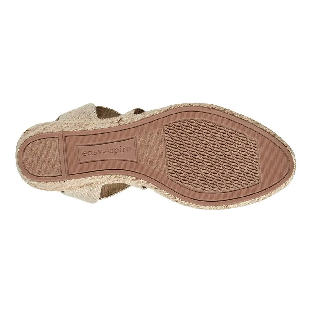 Easy Spirit Women's Meza Espadrille Wedge Sandal, Gold 710, 7.5 Wide