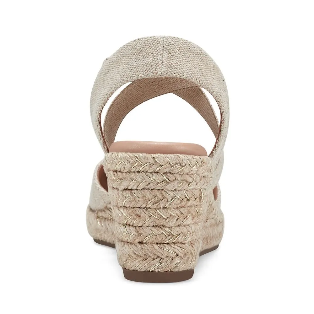 Easy Spirit Women's Meza Espadrille Wedge Sandal, Gold 710, 7.5 Wide