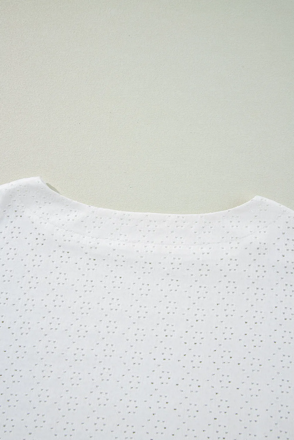 Eyelet Pattern Boat Neck Casual Tee