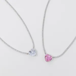 Firing Heart Sterling Silver Tennis Necklace