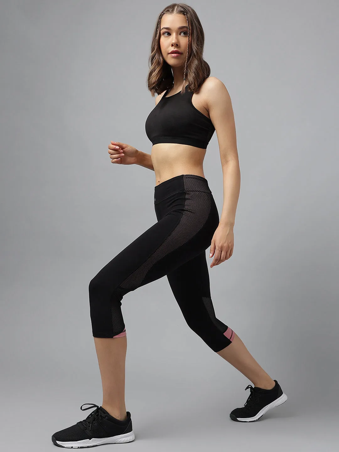 Fitkin colorblock capri with mesh detail