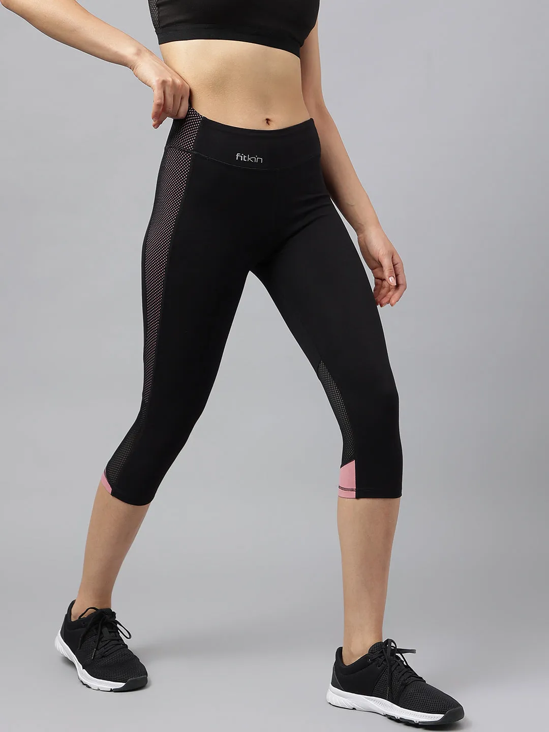 Fitkin colorblock capri with mesh detail