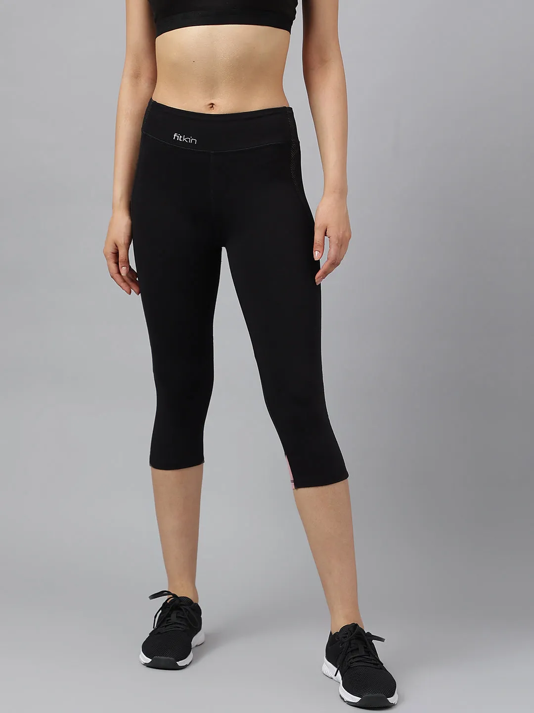 Fitkin colorblock capri with mesh detail