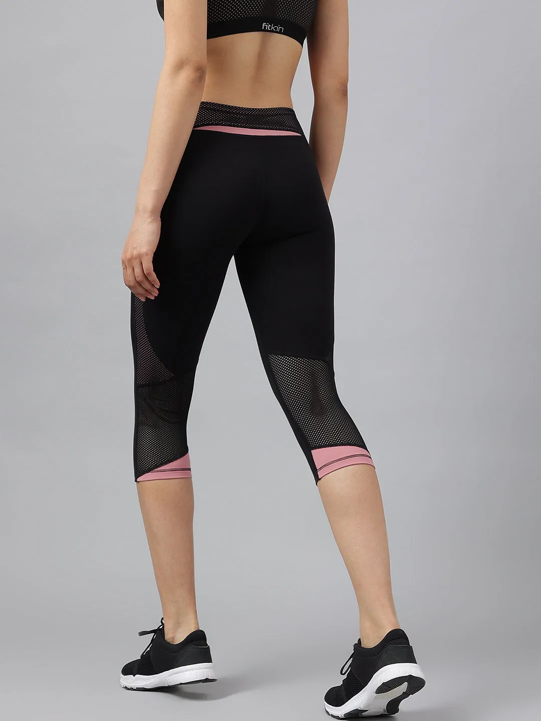 Fitkin colorblock capri with mesh detail