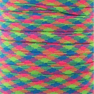 Flat Tubular Athletic Laces with Tip - Neon Rainbow Plaid (1 Pair Pack) Shoelaces