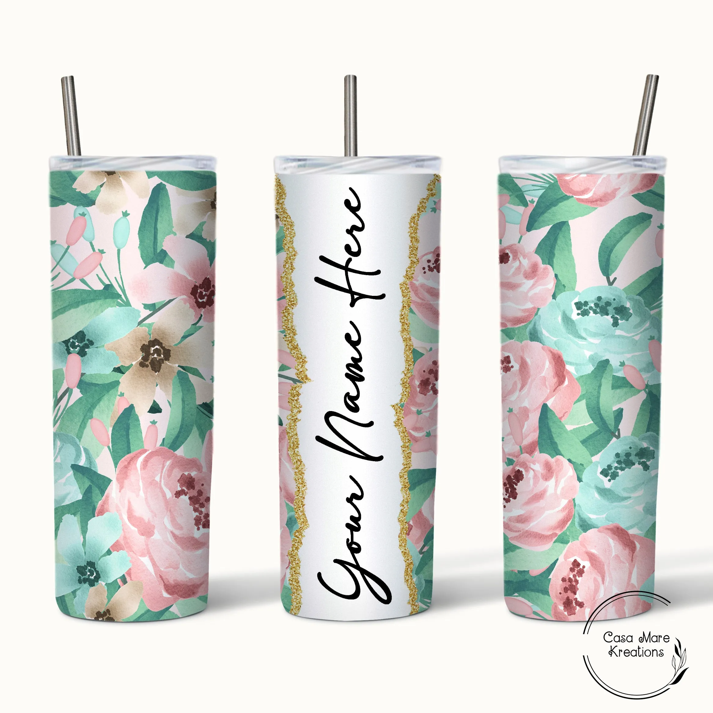 Floral Name 20 oz. Skinny Tumbler