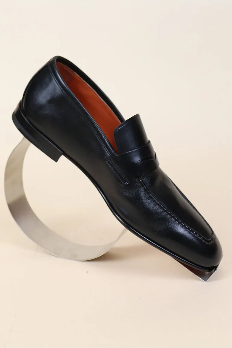 Fox Black Leather Loafer