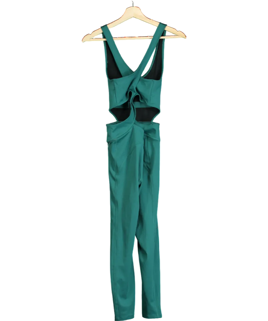 Free People Green Movement Cut Side Cross Strap Activewear Jumpsuit UK S