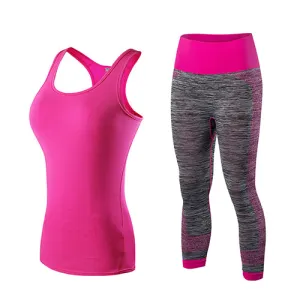 GoBliss 2pcs Sets Women Gym Tank Top & Capri Pants