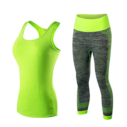 GoBliss 2pcs Sets Women Gym Tank Top & Capri Pants