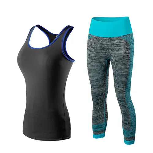 GoBliss 2pcs Sets Women Gym Tank Top & Capri Pants