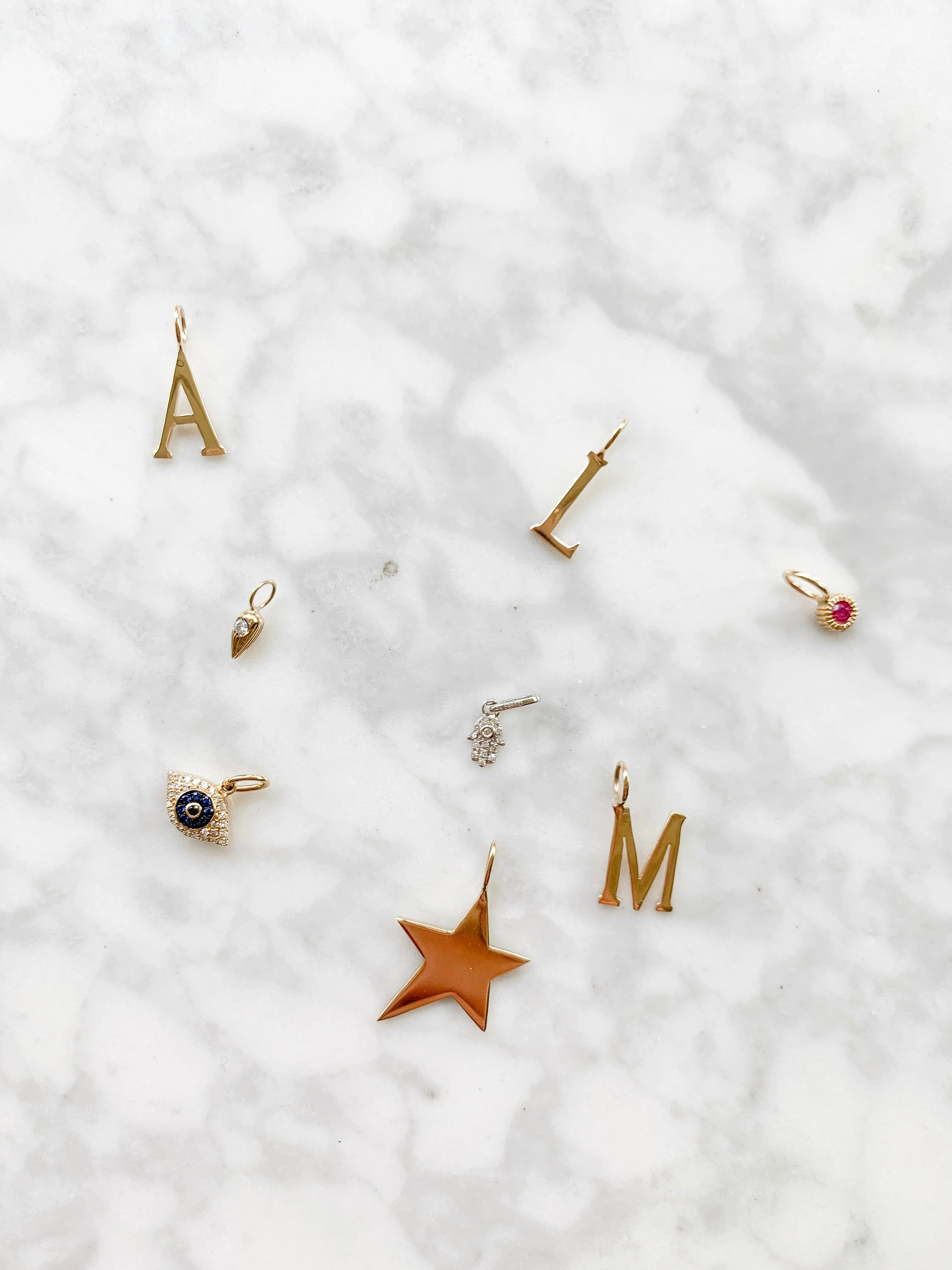Gold Initial Charm Necklace