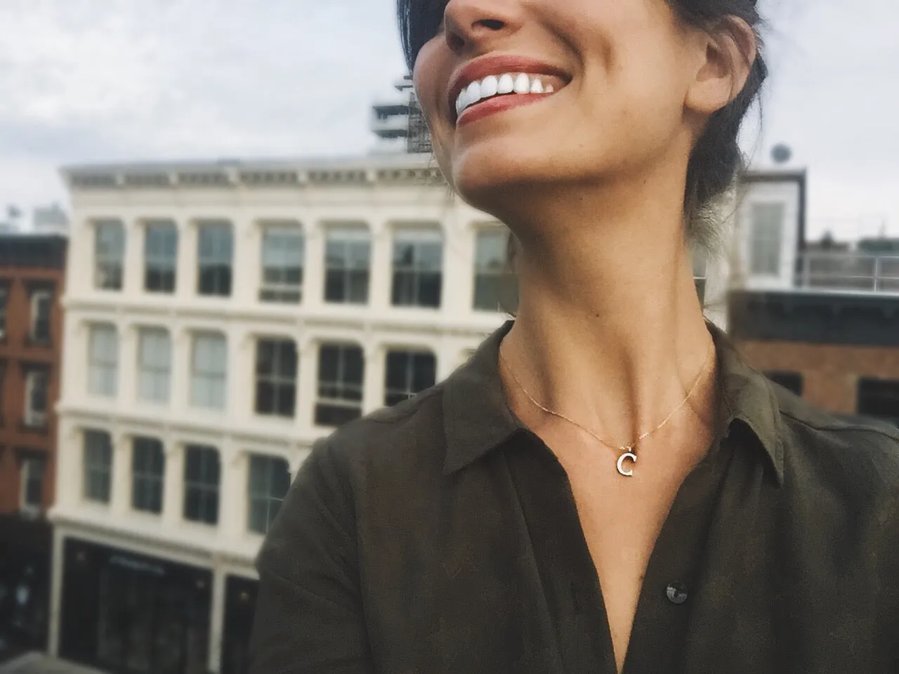 Gold Initial Charm Necklace