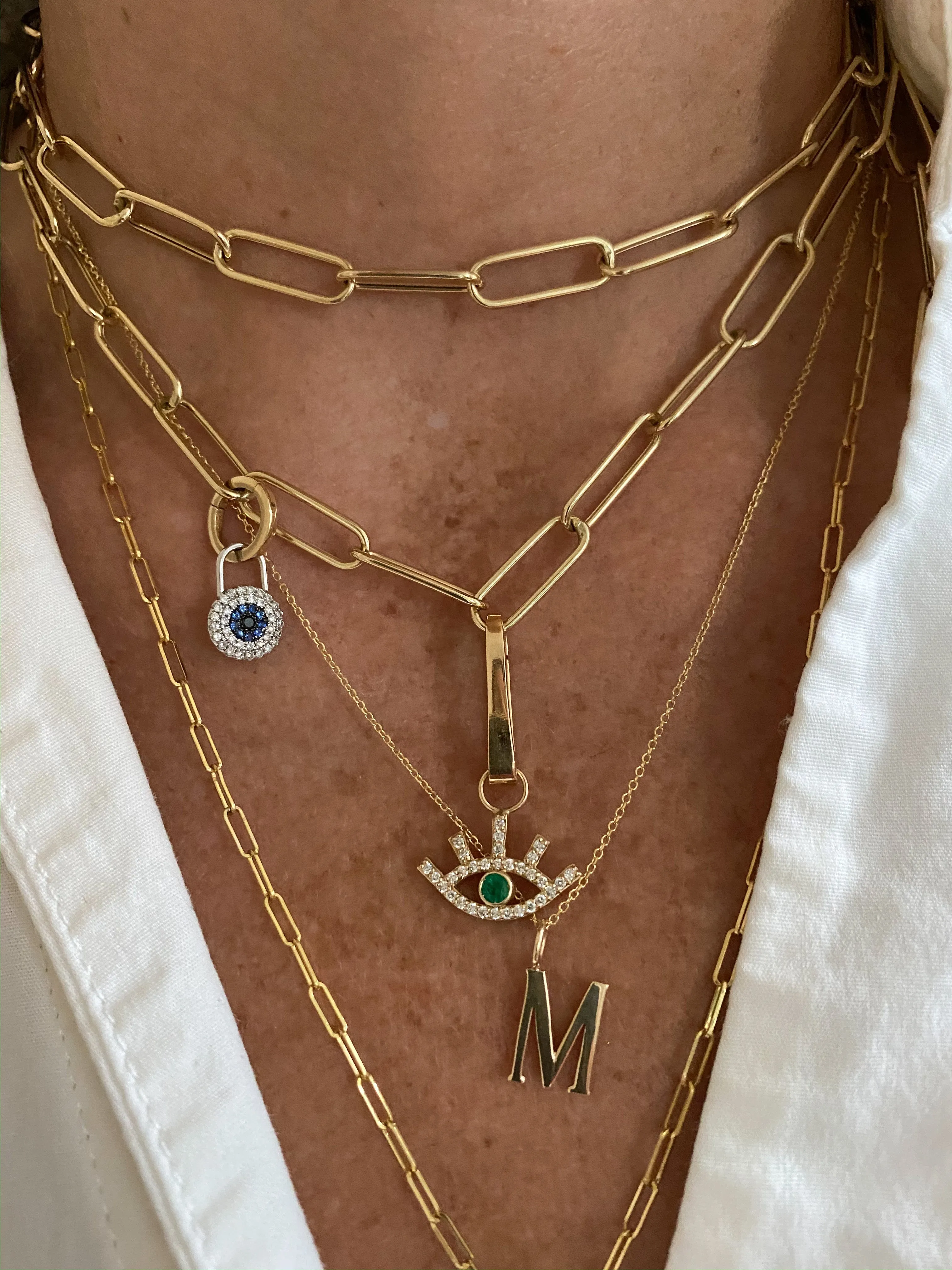 Gold Initial Charm Necklace