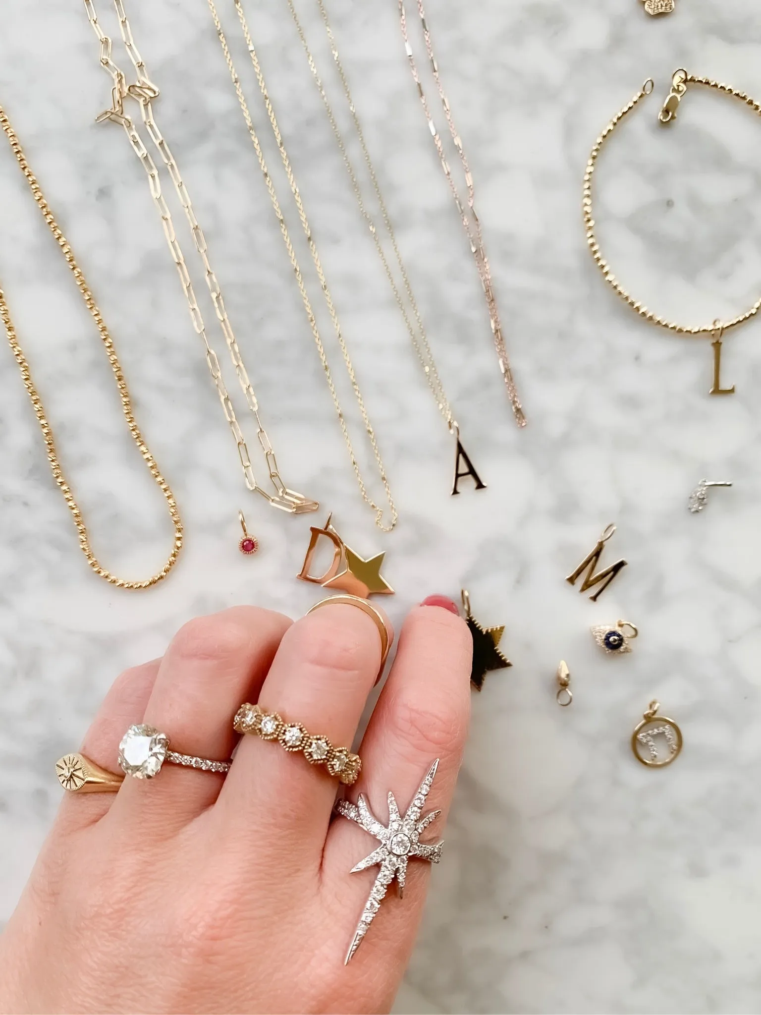 Gold Initial Charm Necklace