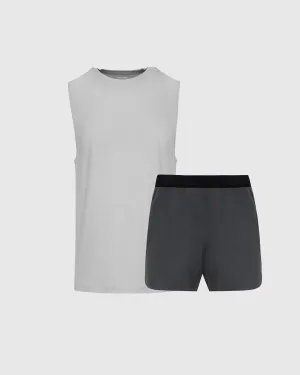 Gray Active Muscle Tee and Training Short 2-Pack