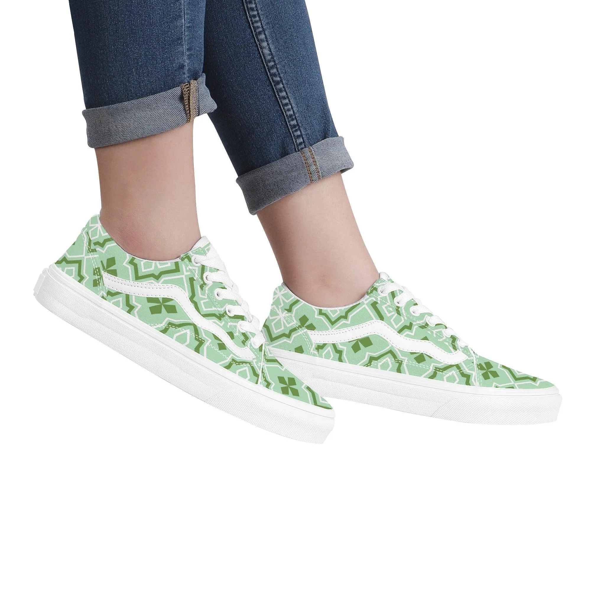 Green Low Top Flat Sneaker