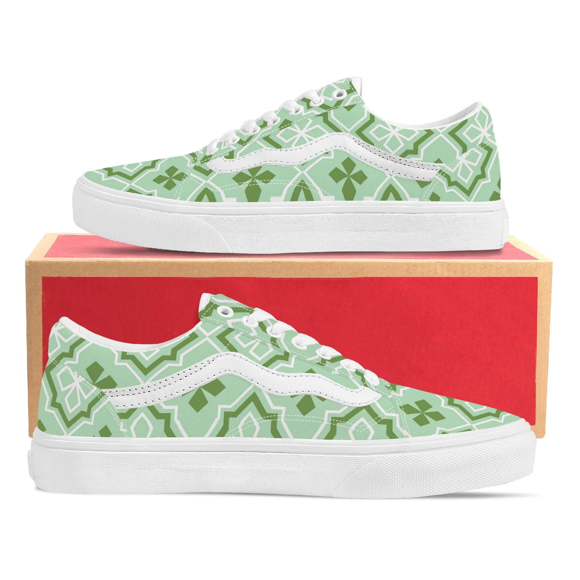 Green Low Top Flat Sneaker