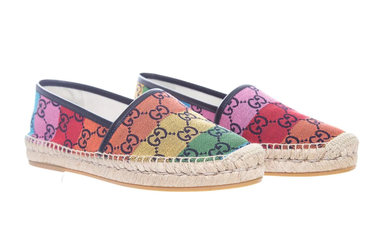 Gucci Multicolor Rainbow GG Espadrille SZ 37.5