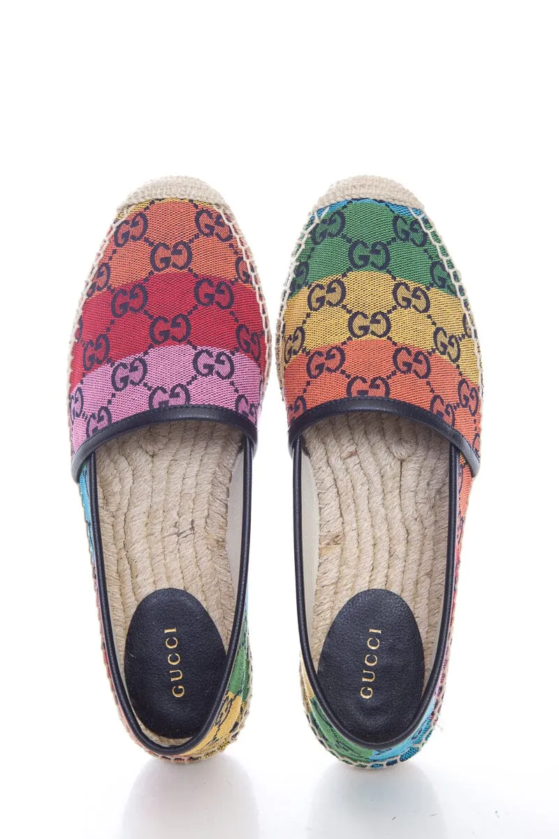 Gucci Multicolor Rainbow GG Espadrille SZ 37.5