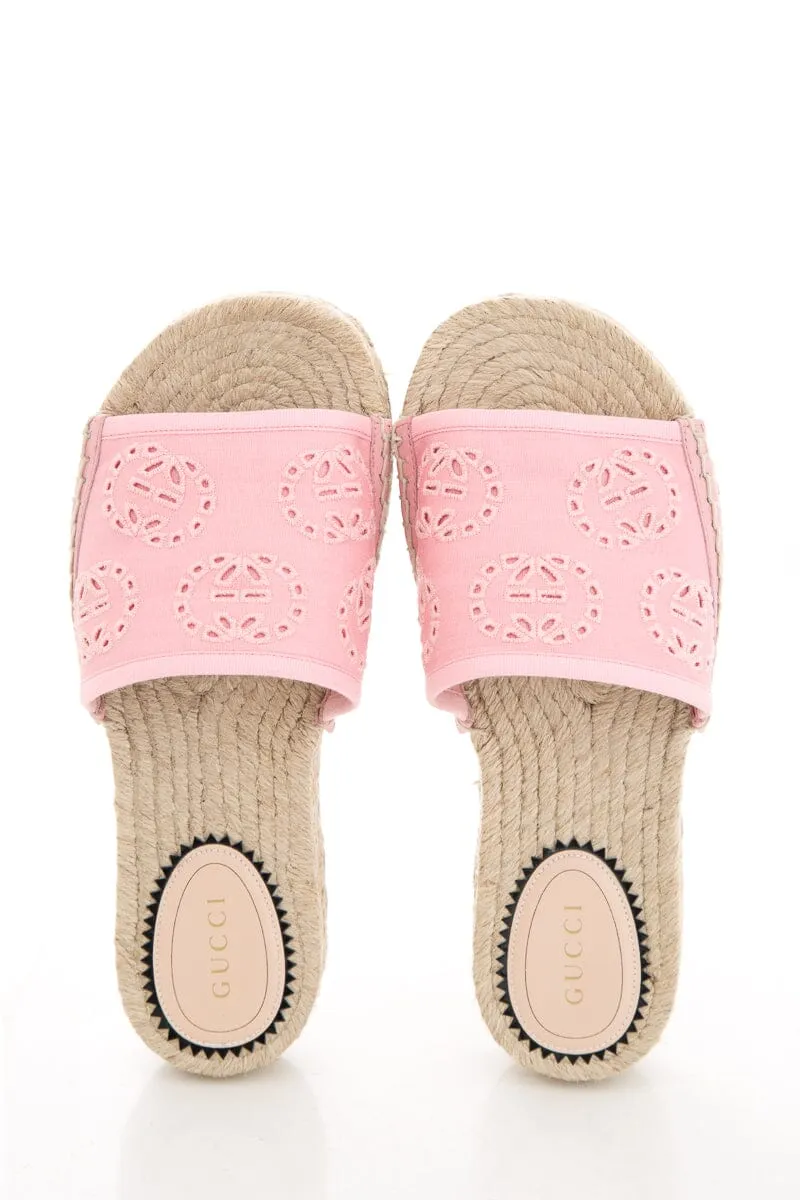 Gucci Pink GG Eyelet Espadrille SZ 36