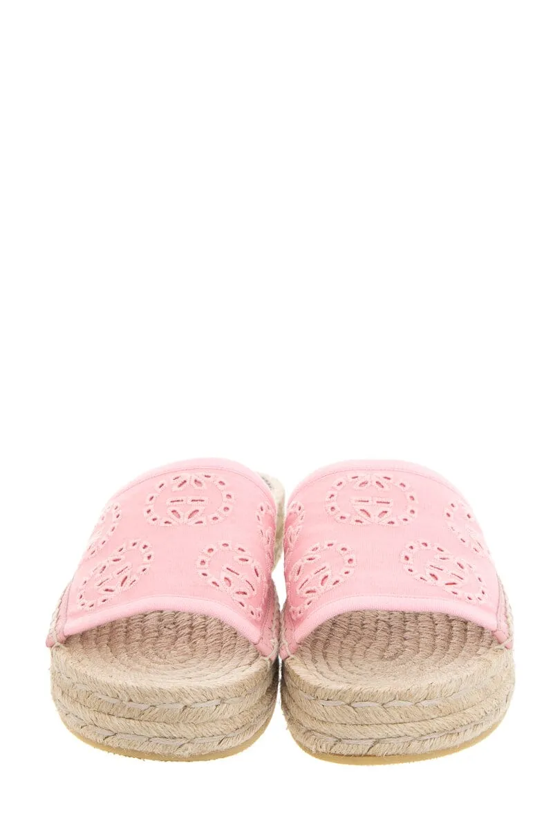 Gucci Pink GG Eyelet Espadrille SZ 36