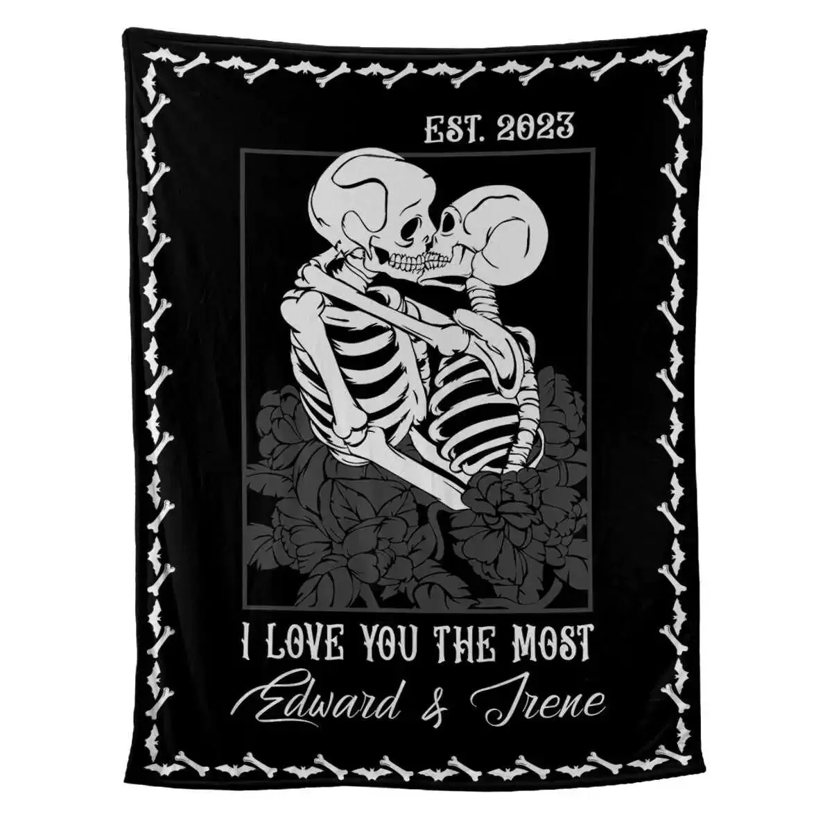 Halloween Skeleton Couple Personalized Wool Blanket