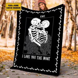Halloween Skeleton Couple Personalized Wool Blanket