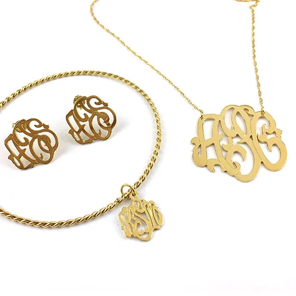 Handcut Monogram Twisted Bangle