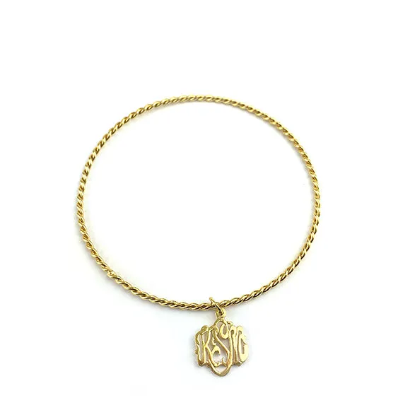 Handcut Monogram Twisted Bangle