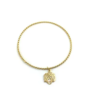 Handcut Monogram Twisted Bangle