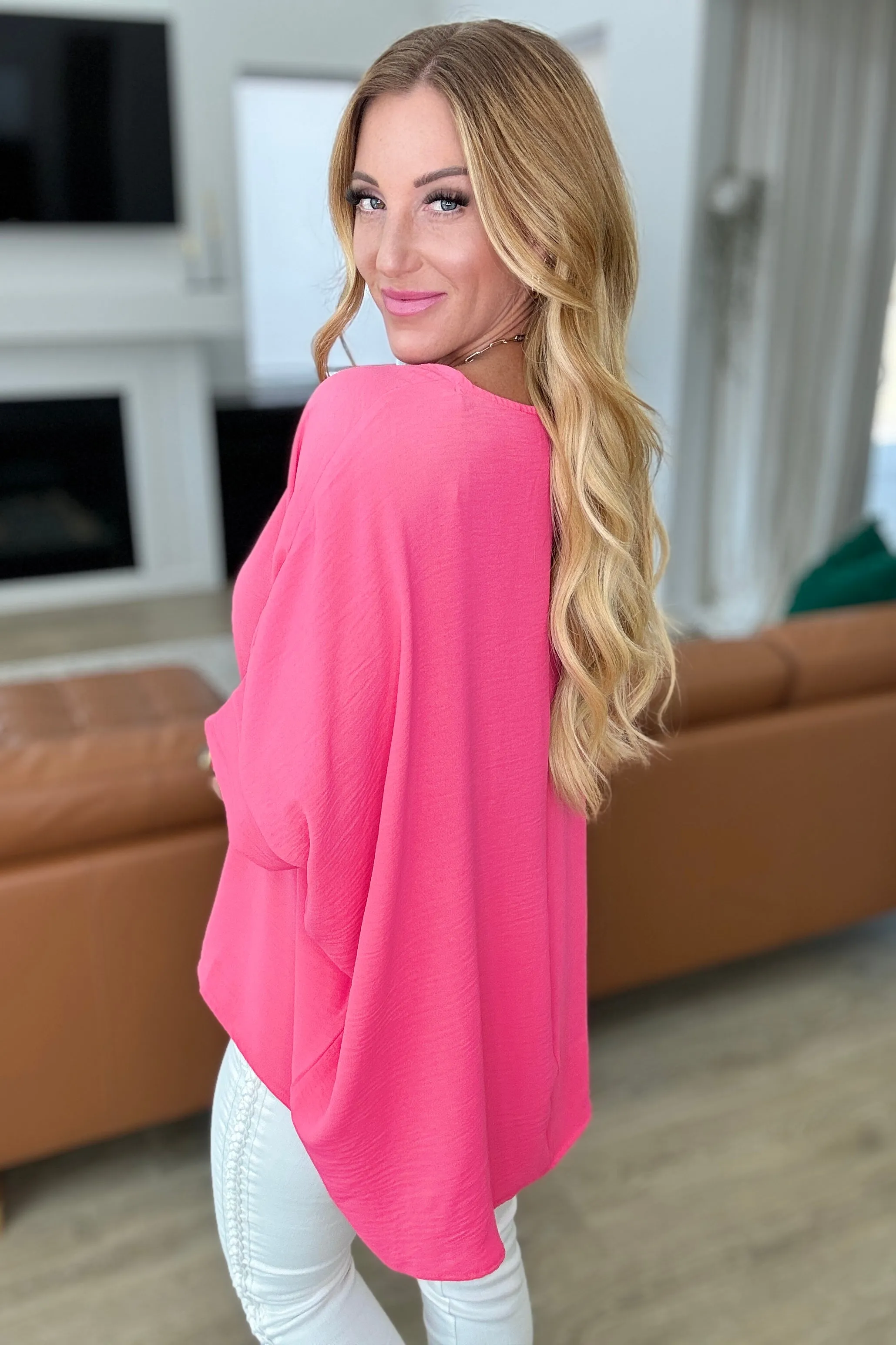 Hazel Blues® |  Feels Like Me Dolman Sleeve Top in Bubble Gum Pink