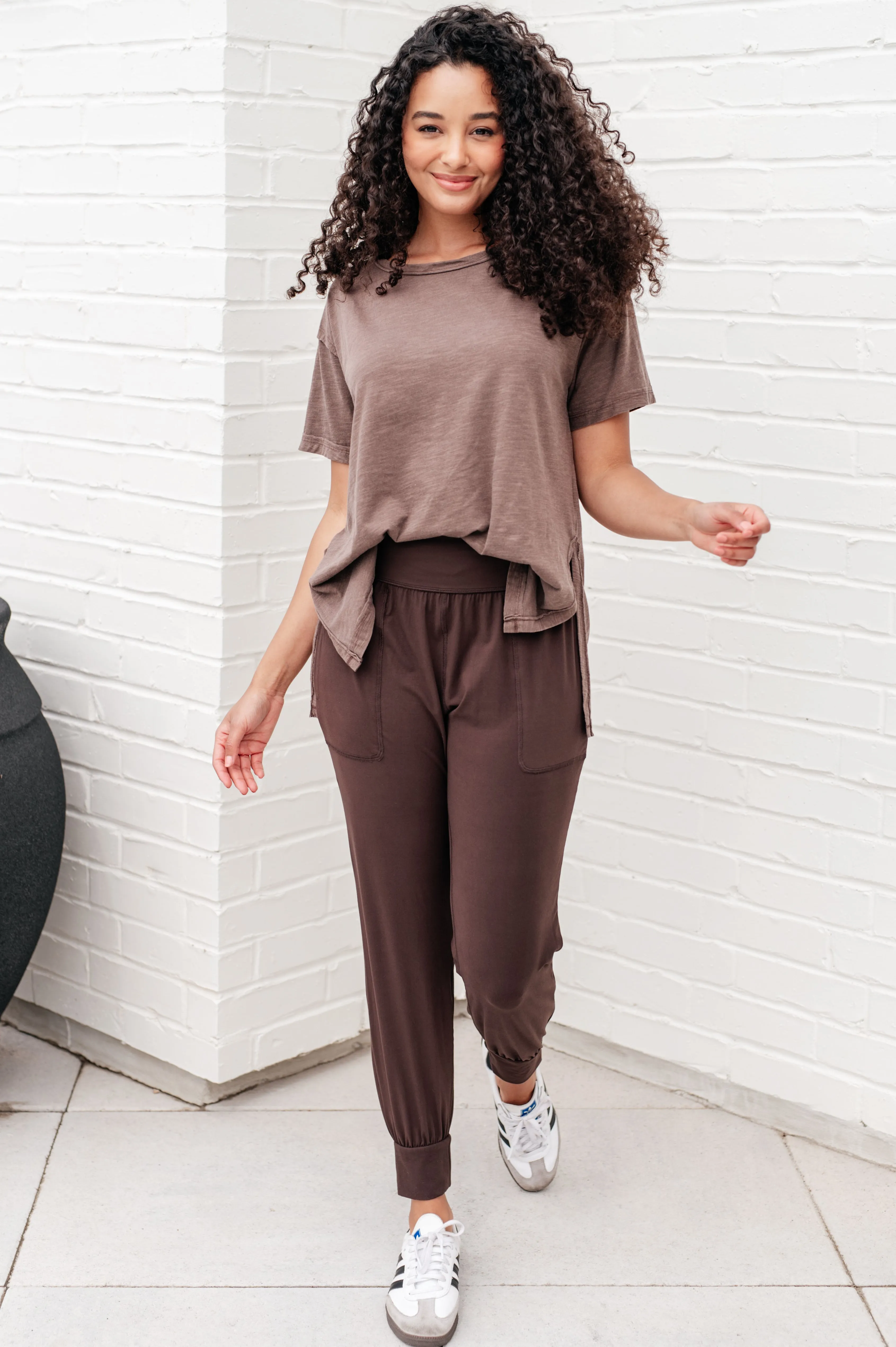 Hazel Blues® |  Let Me Live Relaxed Tee in Brown