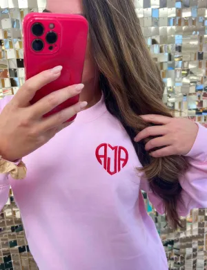 Heart Monogram Crewneck Sweatshirt (Ships in 2-3 Weeks)