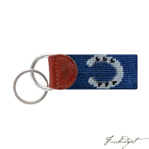 Horseshoe Needlepoint Key Fob (Classic Navy)