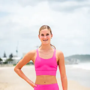 IMPI New Fit Longer Strappy Running Crop - Hot Pink