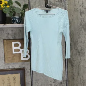 INC International Concepts Asymmetric Sweater Green Mist Petite Small