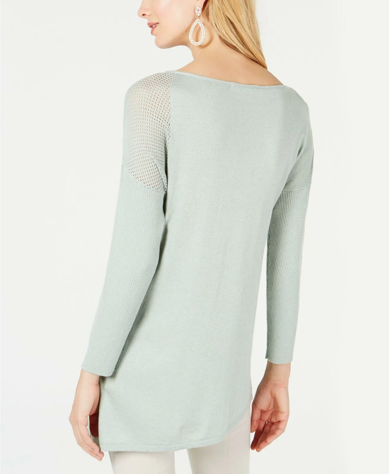 INC International Concepts Asymmetric Sweater Green Mist Petite Small
