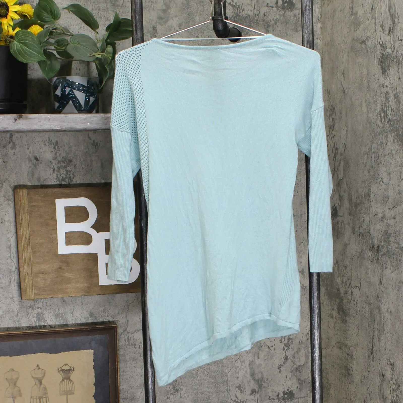 INC International Concepts Asymmetric Sweater Green Mist Petite Small