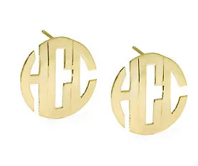 Jane Basch Block Monogram Post Earrings - 14K Gold or Gold Vermeil